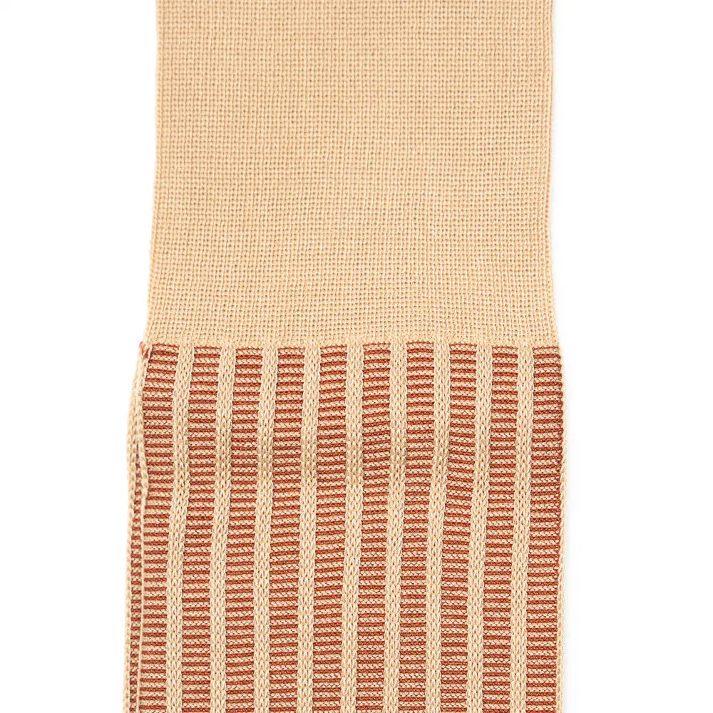 Il Regalo Stripe Jacquard Over-The-Calf Socks Beige Jacquard Stripe Detail