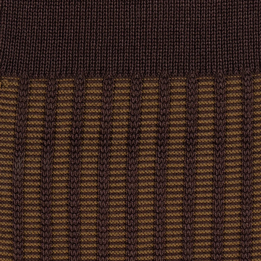 Il Regalo Stripe Jacquard Over-The-Calf Socks Brown Jacquard Stripe Detail