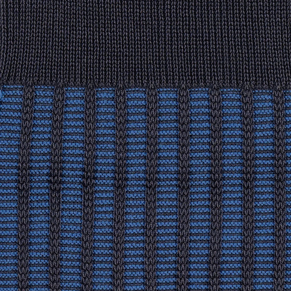 Il Regalo Stripe Jacquard Over-The-Calf Socks Navy Jacquard Stripe Detail