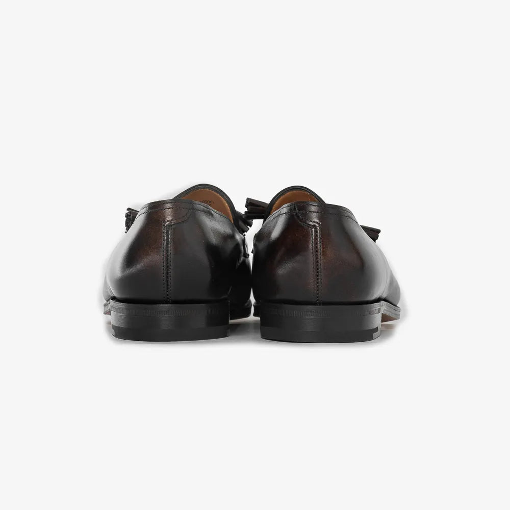 Back view showing heel construction on John Lobb Philip II Oxford in black calf.