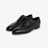 John Lobb Philip II Oxford in black calf leather, angled front view.