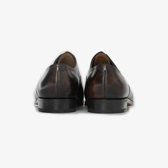 John Lobb City II Oxford in dark brown Museum Calf, back view highlighting heel construction.