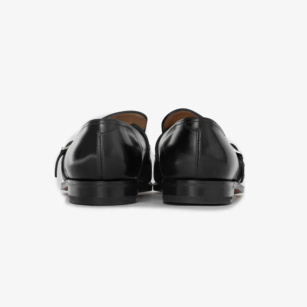 John Lobb Delano II Oxford in black calf leather, back view showing heel and stitching.