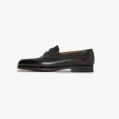 John Lobb Lopez in dark brown Museum Calf leather, side profile highlighting elegant loafer silhouette.