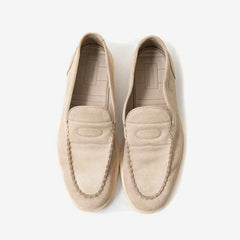 John Lobb Pace loafer in Ardesia calf leather, top view of pair showing clean strap line.