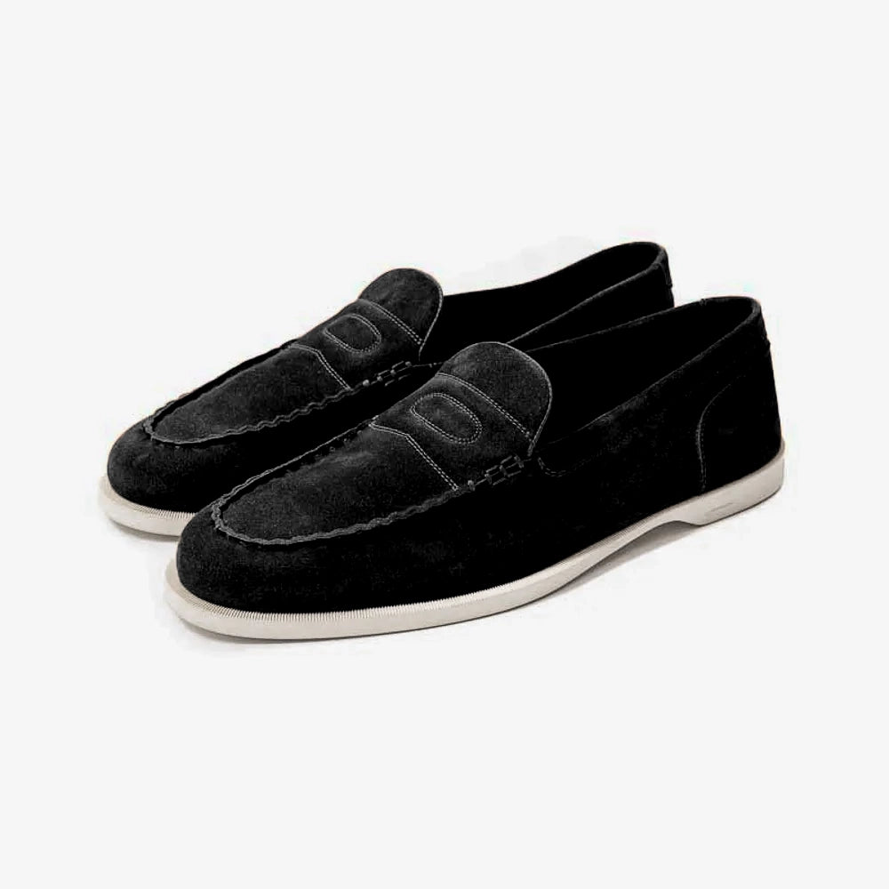 Front view of the John Lobb Pace in Black, showing the sleek minimalist silhouette and refined derby-style lacing.