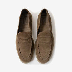 John Lobb Pace in olive calf leather, top view showing lacing and shape.