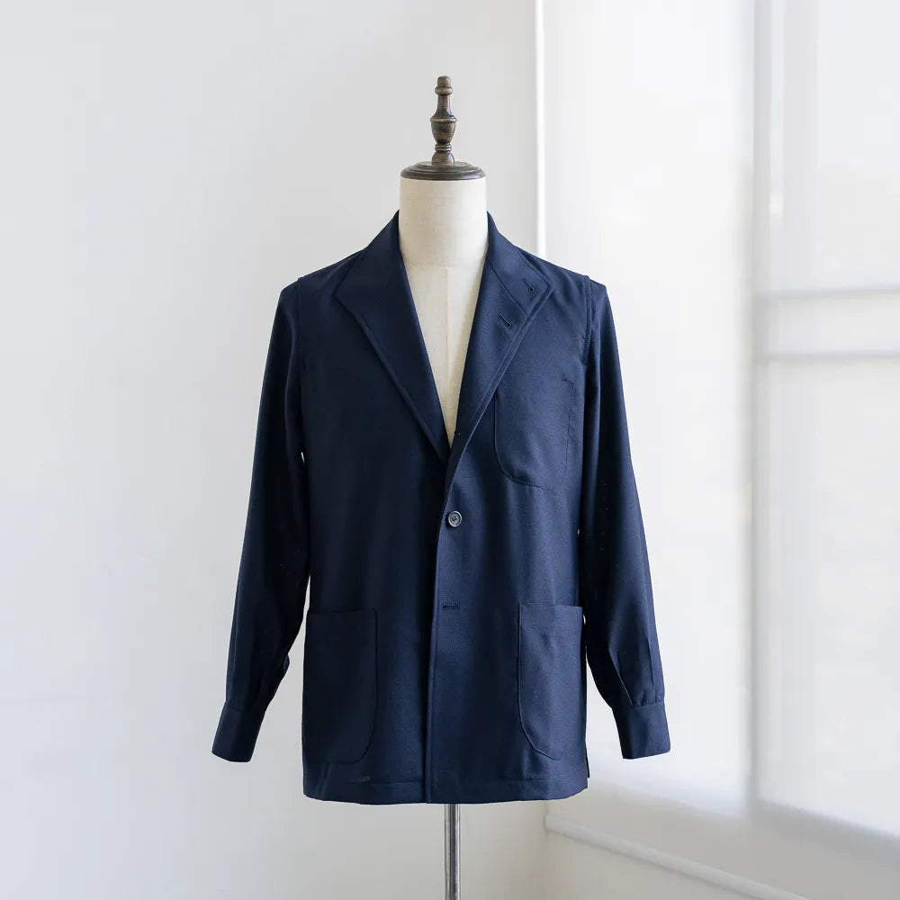 Front view of the Justo Gimeno Teba Jacket Hopsack by VBC in navy blue