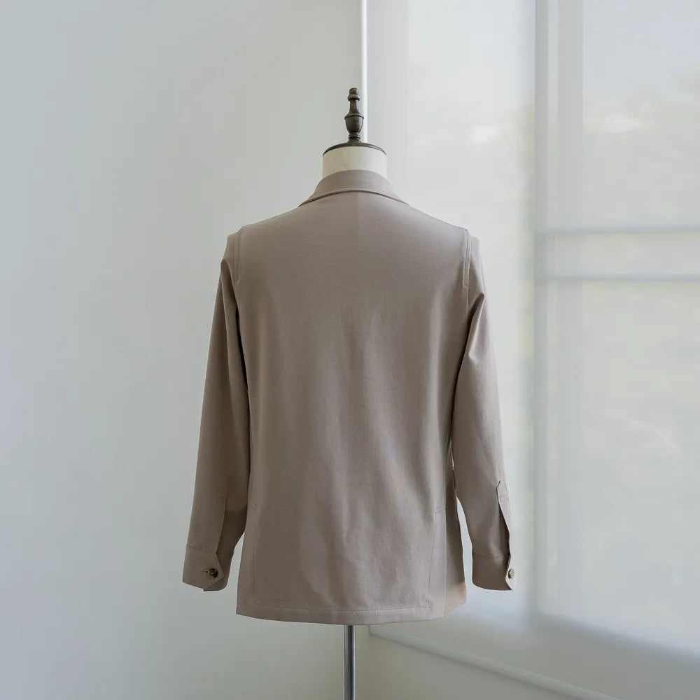 Back view of the Justo Gimeno Teba Jacket Knited Stone