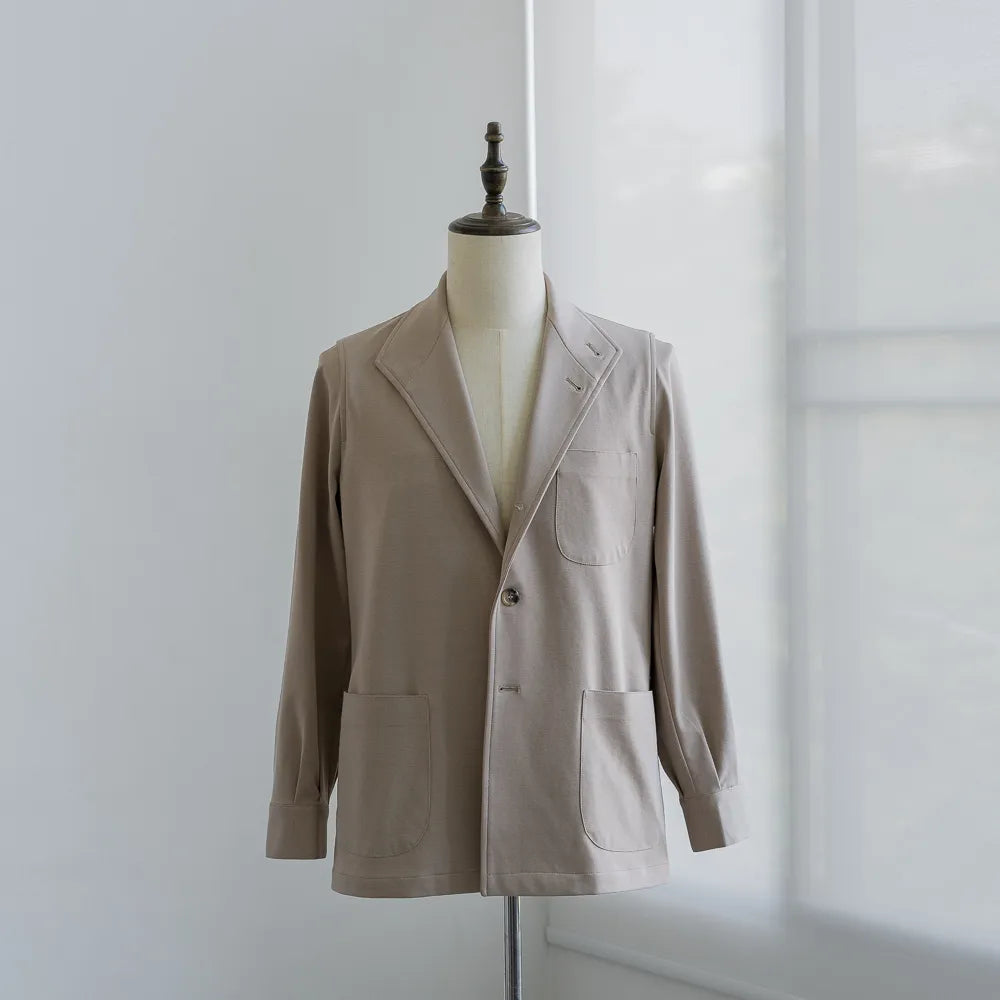 Front view of the Justo Gimeno Teba Jacket Knited Stone