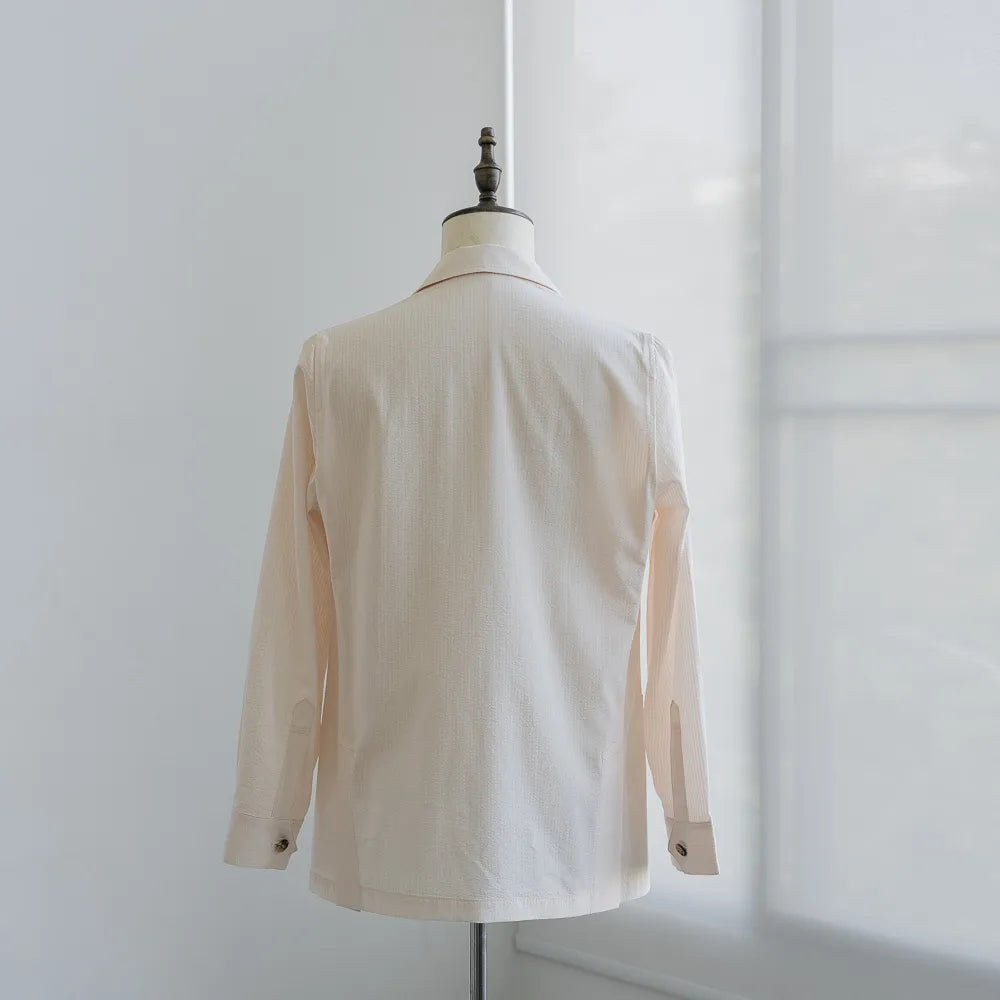 Back view of the Justo Gimeno Teba Jacket Seersucker Cream