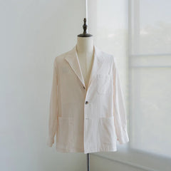Front view of the Justo Gimeno Teba Jacket Seersucker Cream