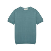 Front view of the Mooncastle Crew Neck Mist Green showing the clean silhouette, soft mist green tone, and classic crew neck structure.
