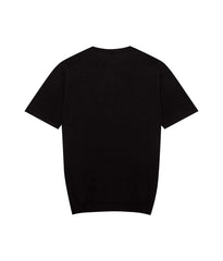 Back view of the Mooncastle Ice Cotton Knit Tee Black showcasing the smooth knit surface and minimal construction.