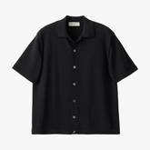 black mooncastle ice cotton open collar shirt front full view