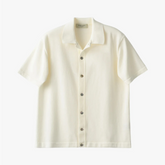 white mooncastle ice cotton open collar shirt front full view