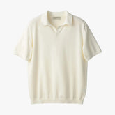 Mooncastle Ice Cotton Skipper Polo Neck Off White Front View