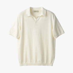 Mooncastle Ice Cotton Skipper Polo Neck Off White Front View