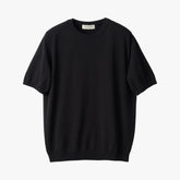 Front view of the Mooncastle Knit Crew Neck in black featuring a clean silhouette and refined knit construction.