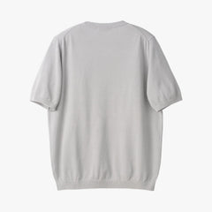 Back view of the Mooncastle Knit Crew Neck in light gray showing the smooth knit structure and relaxed fit.