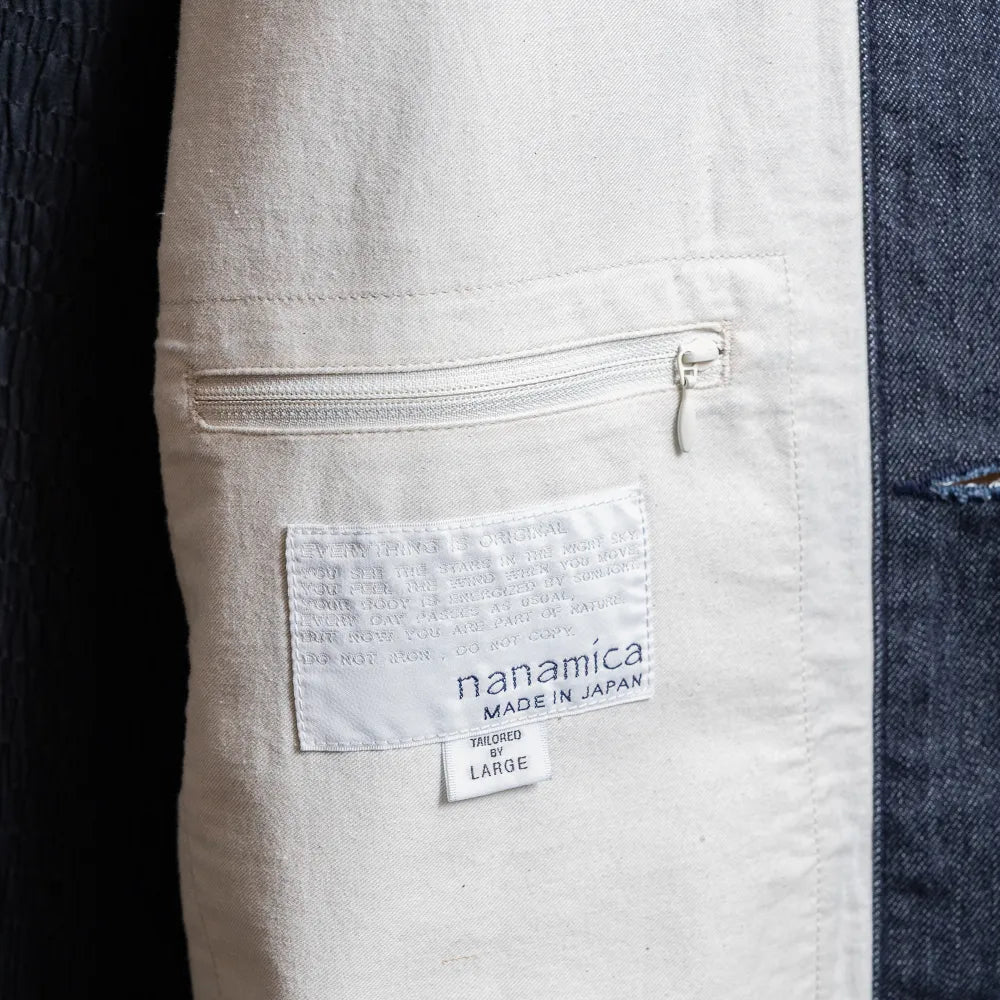 Close-up of the interior pocket construction highlighting functional detailing.