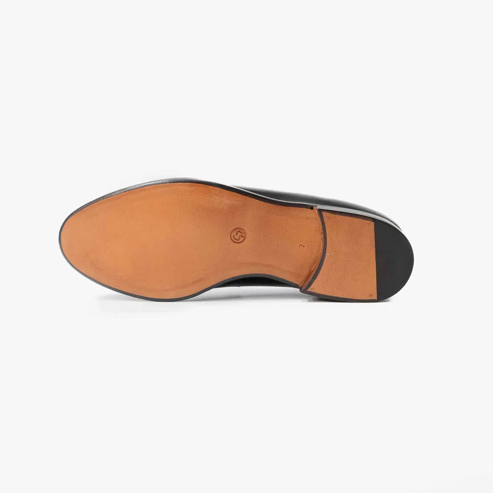 Oriental Albers Penny Loafer leather sole, bottom view.