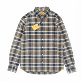 navy olive white madras check shirt mens button down collar long sleeve