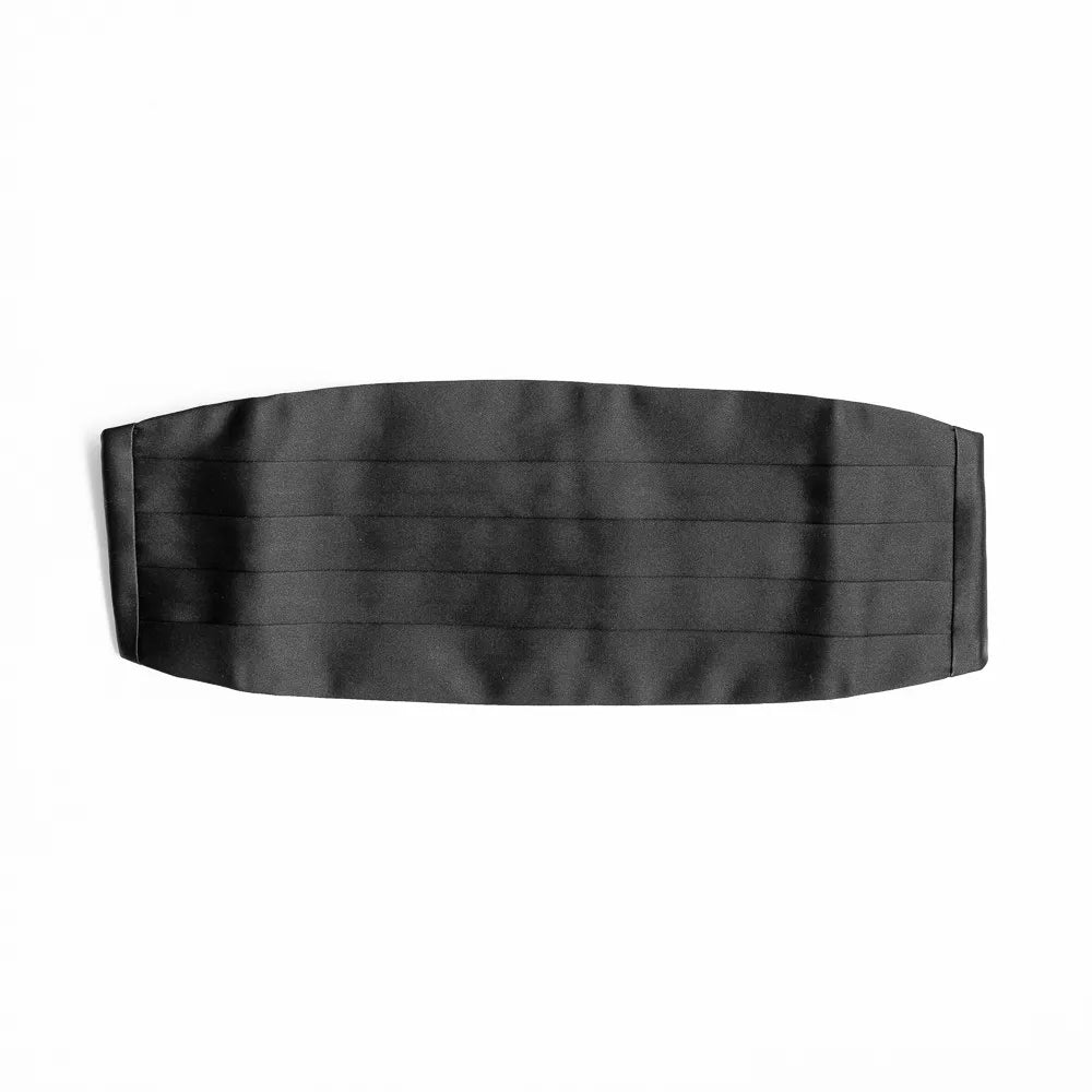 Refinement Cummerbund Pure Silk Black Front View