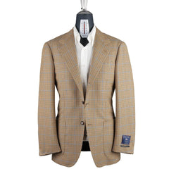 Front view of the Refinement Made By Ring Jacket RMJ-03 Gunclub Windowpane by Abraham Moon & Sons showing the soft-shoulder silhouette and gunclub check with windowpane overlay.