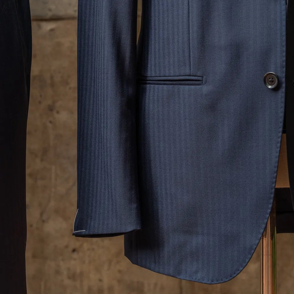 Refinement Made By Ring Jacket Rmj - 03 Single Breasted Herringbone Suit Navy By Vbc - Refinement