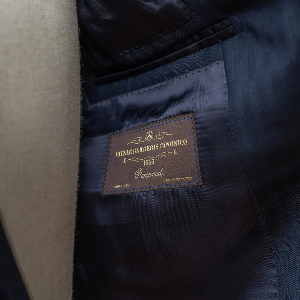 Refinement Made By Ring Jacket Rmj - 03 Single Breasted Herringbone Suit Navy By Vbc - Refinement