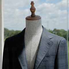 Refinement Made By Ring Jacket Rmj-03 Single Breasted Jacket Loro Piana Navy Glen Check Summertime Lapel Detail
