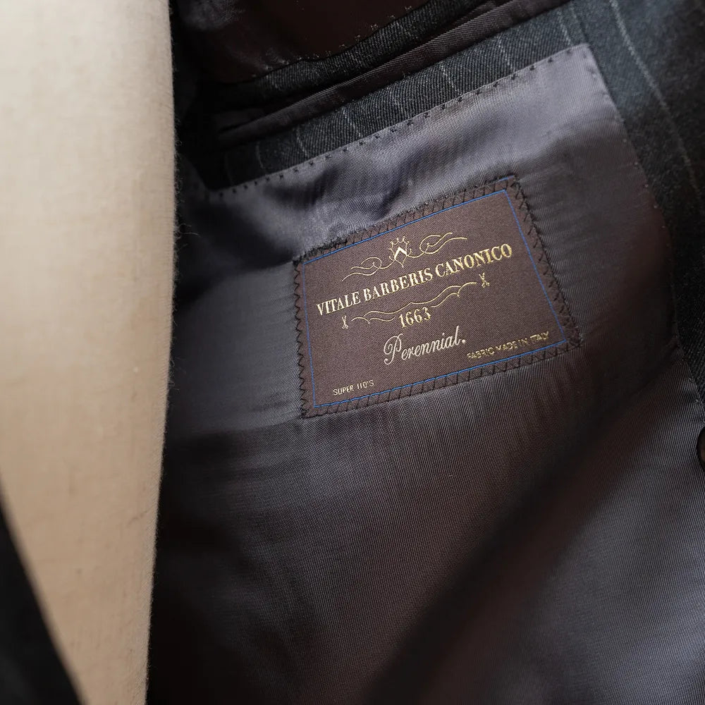 Refinement Made By Ring Jacket Rmj - 04 Double Breasted Suit Chalkstripe Charcoal Grey By Vbc - Refinement