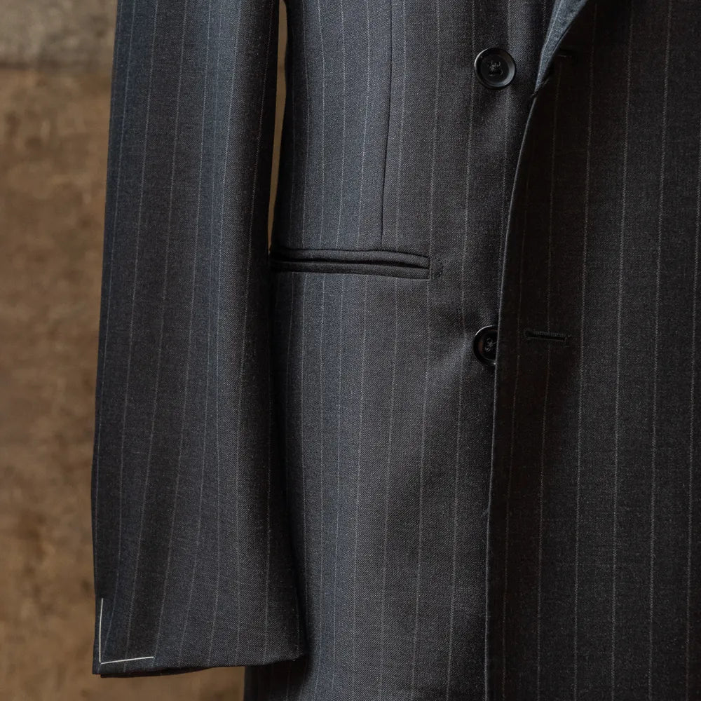 Refinement Made By Ring Jacket Rmj - 04 Double Breasted Suit Chalkstripe Charcoal Grey By Vbc - Refinement