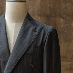 Refinement Made By Ring Jacket Rmj - 04 Double Breasted Suit Chalkstripe Charcoal Grey By Vbc - Refinement
