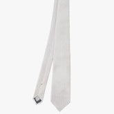 Front view of the Refinement stripe neck tie in grey featuring a classic diagonal stripe pattern.