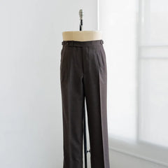 Front view of the Refinement Pantaloni Sartoriali Brown by Crispaire showing the clean tailored front and refined drape of the Crispaire wool fabric.