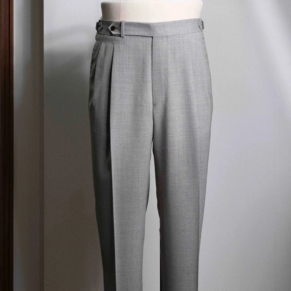 Front view of the Refinement Pantaloni Sartoriali Oatmeal by Drapers showing the clean tailored silhouette and soft oatmeal wool tone.