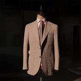 Front view of the Refinement Rfmt-01 Sport Jacket Summertime Brown by Loro Piana showing the soft shoulders, notch lapels, and lightweight Summertime fabric in warm brown.