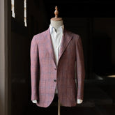 Front view of the Refinement Rfmt-01 Sport Jacket in Loro Piana Summertime Checked Purple, showing the clean silhouette, soft shoulders, and refined check pattern.