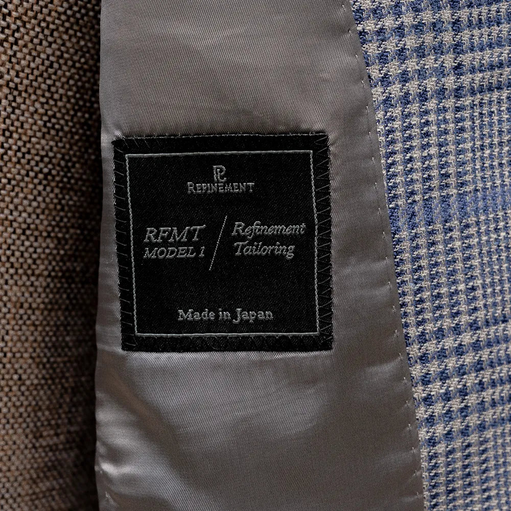 Refinement Tailoring RFMT-01 Sport Jacket Summertime Glen Checked Blue by Loro Piana Brand Label Detail