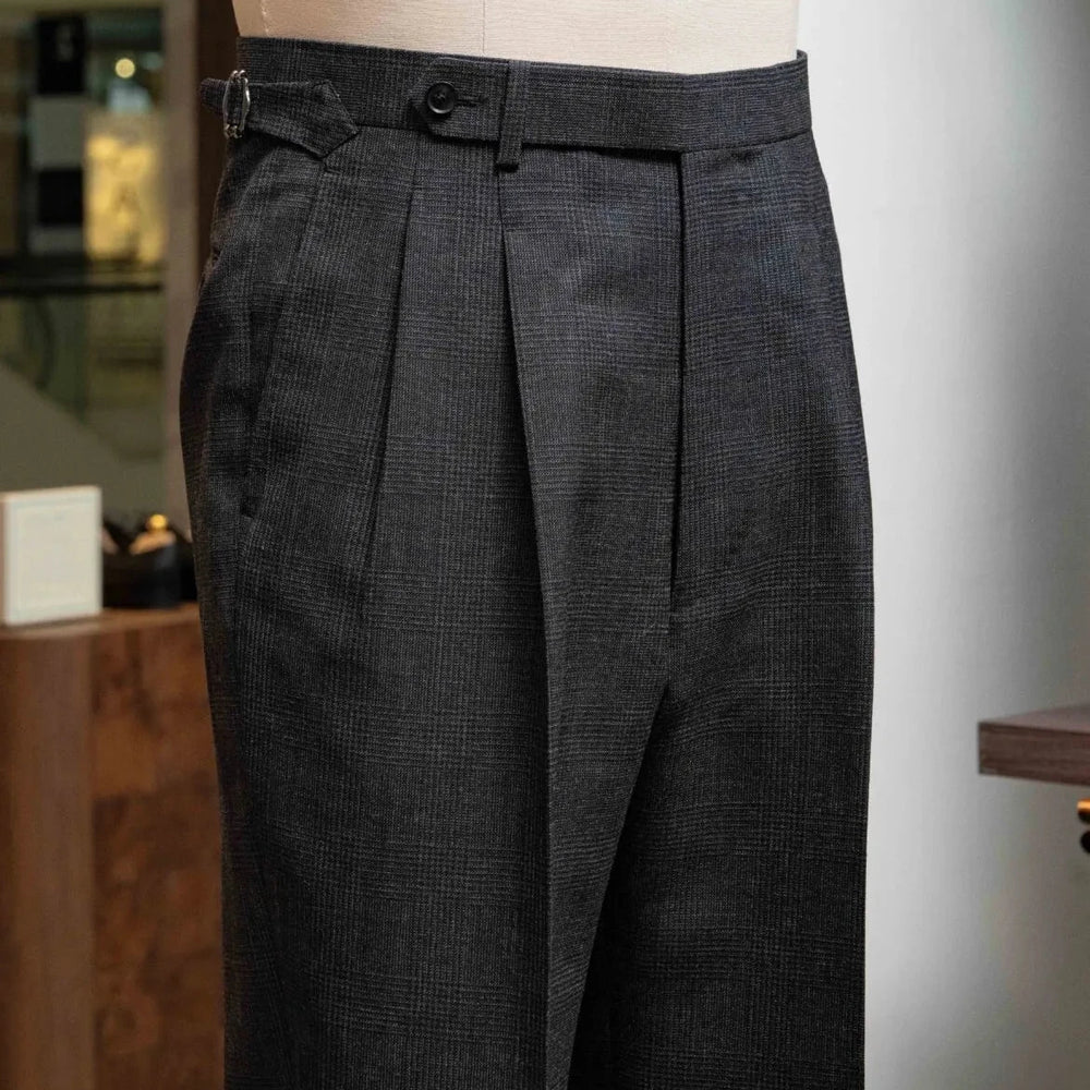 Front view of the Refinement Tailoring Rfmt-01 Suit Trousers Glen Checked Grey showing the tailored silhouette and glen check pattern.