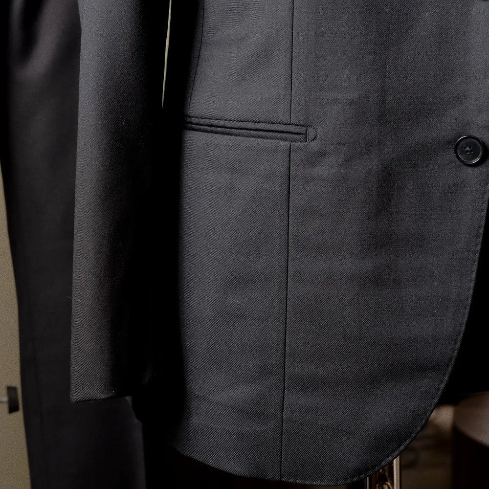 Refinement Tailoring Rfmt-01 Suit Zelander Black By Loro Piana Jacket Pocket Detail