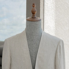 Ring Jacket Collarless Jacket Beige Neckline Detail