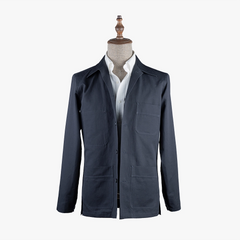 Front view of the Ring Jacket Shirt Blouson Navy showing the clean shirt-style silhouette, button-front closure, and deep navy tone.