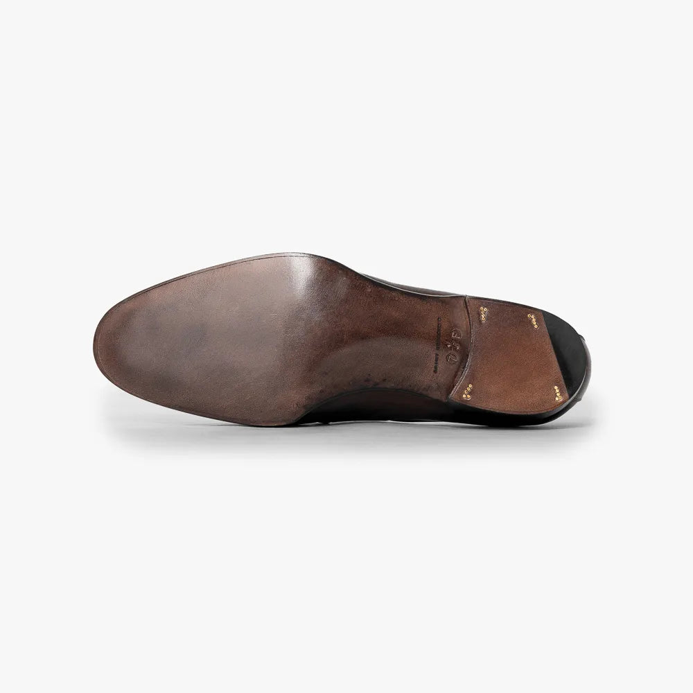 Saint Crispin’s 642S tassel loafer leather sole, bottom view.
