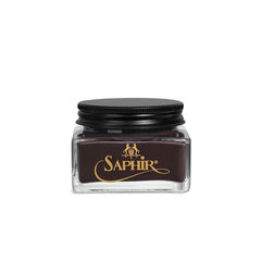 Saphir Cordovan Cream Dark Brown in a glass jar for premium leather care