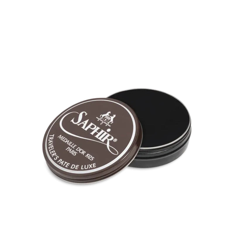 Saphir Traveler's Pate De Luxe 75ml black for leather care, ideal for shoes and bags