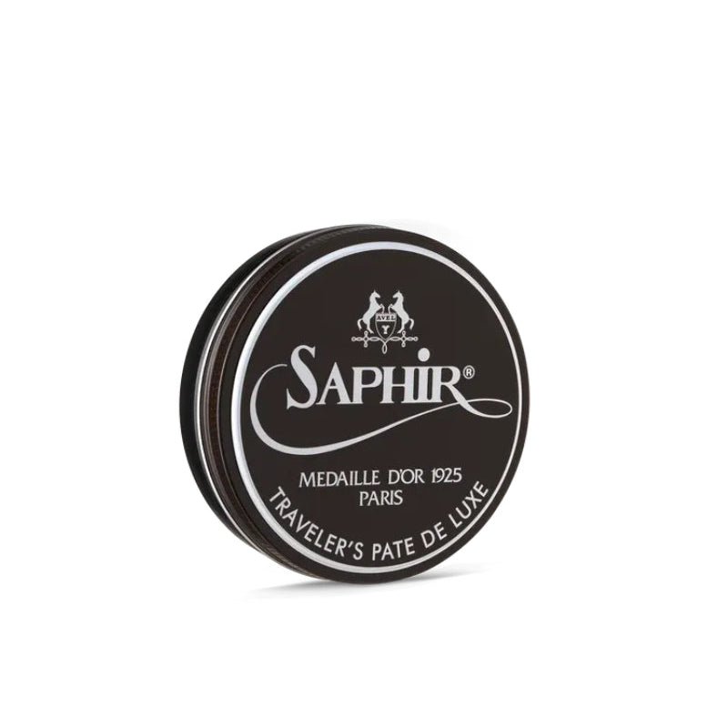 Saphir Traveler's Pate De Luxe 75ml in packaging for portable leather care
