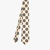 Full view of the Stefano Cau floral tie in ivory showing the refined floral pattern and elegant proportions.